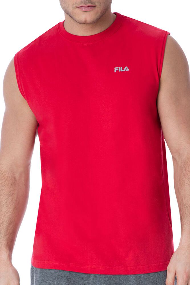 Fila Sleeveless Top Red T-Shirt Mens - NZ 56970-BSIW